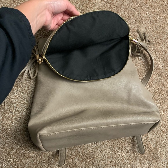 Beautiful Taupe Backpack Purse - Picture 4 of 4